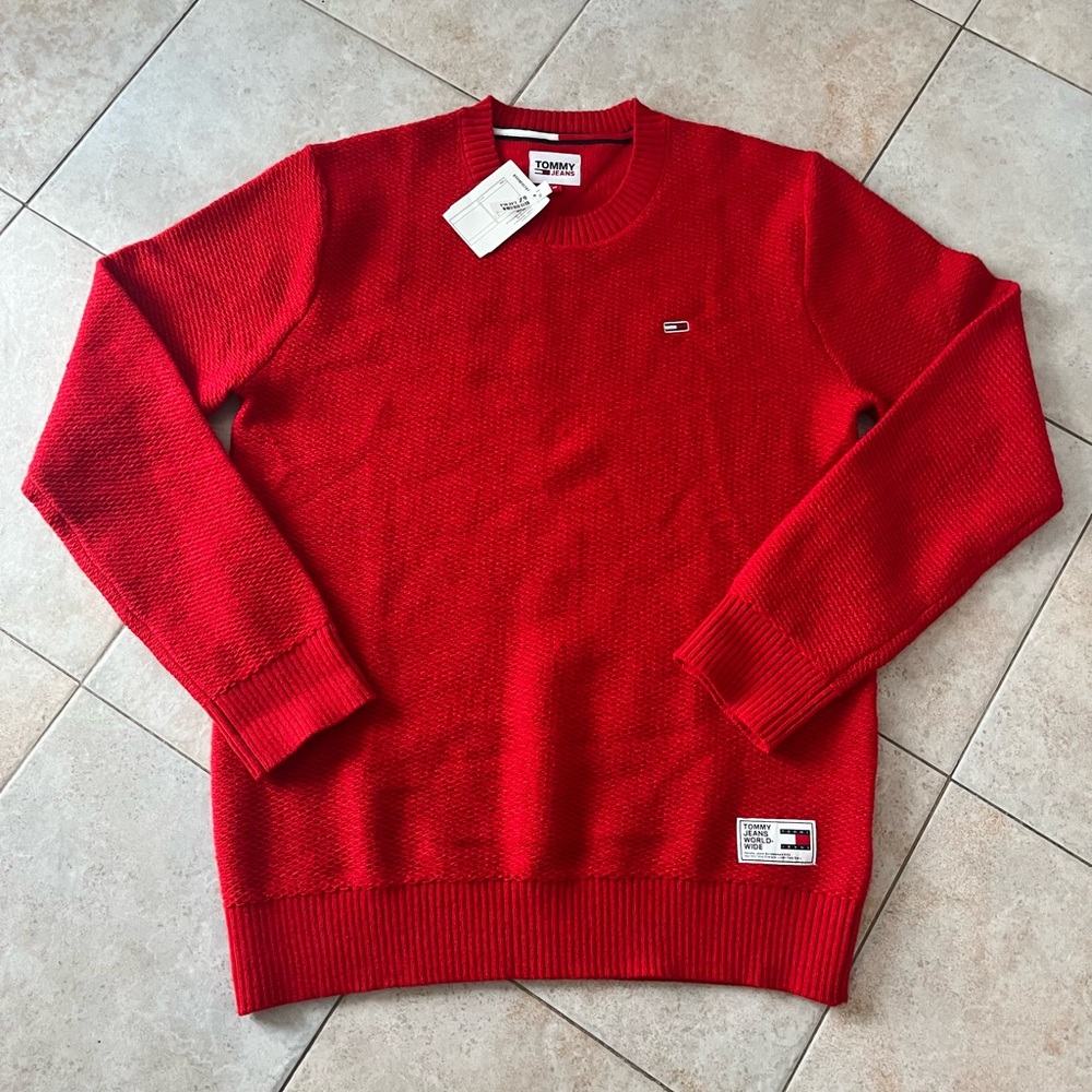 Tommy Hilfiger Jeans Red BRAND NEW Knit Sweater. High quality warm Medium Men’s